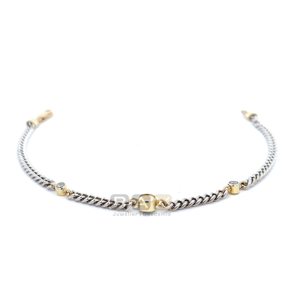 Zilveren armband met gouden elementen, askamer, vingerafdruk en zirkonia